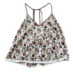 Flying tomato Cream floral tank top with lace trim and adjustable straps #cottag